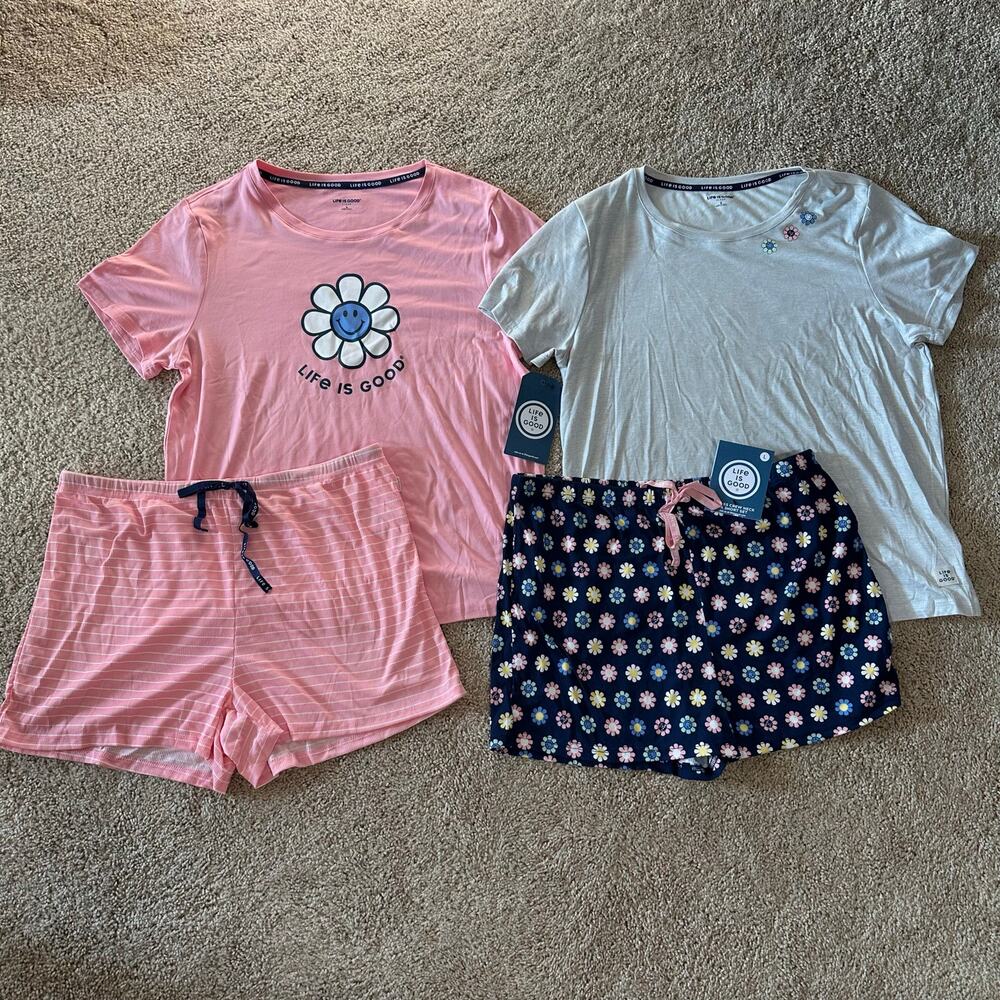 Life Is Good 4 Piece Pajama Sleep Set Women’s Large NWT